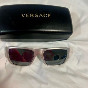 Versace Silver Gunmetal Sunglasses unisex